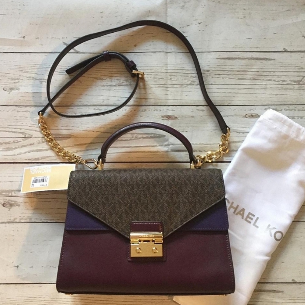 🚫SOLDMKors Top Handle Purple Iris leather Satchel